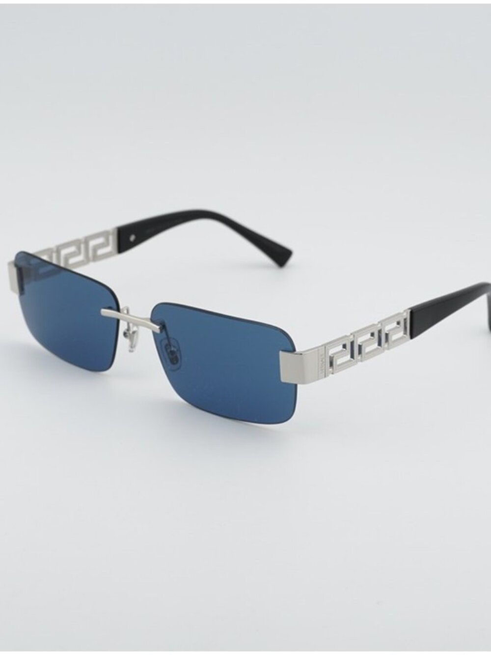 Versace VE2298 1001/80 Sunglasses Silver Rectangle Frame, Blue Lenses